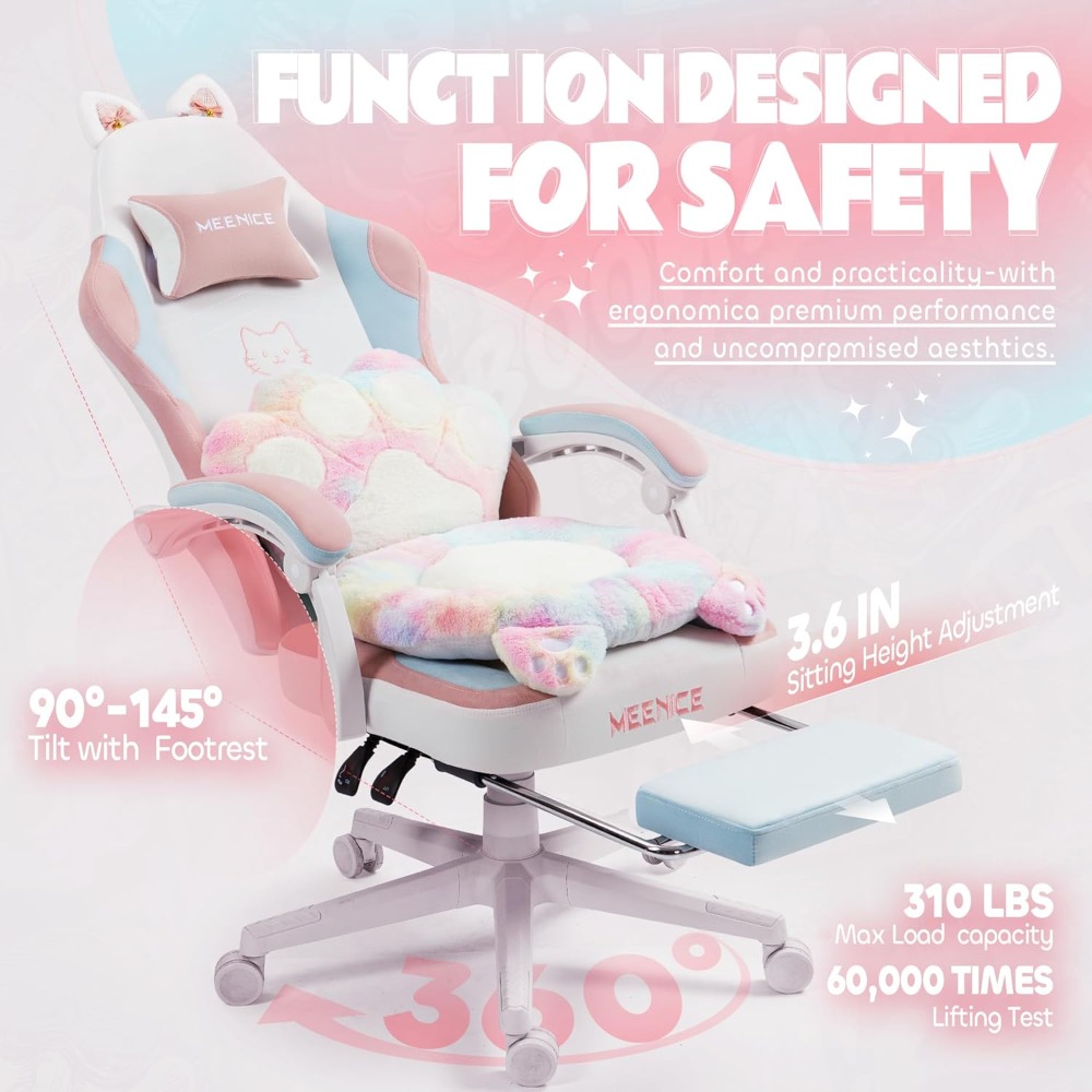 كرسي ألعاب لطيف مع مخلب أذن ال - مراجعة Pc Gaming Chair وسعره