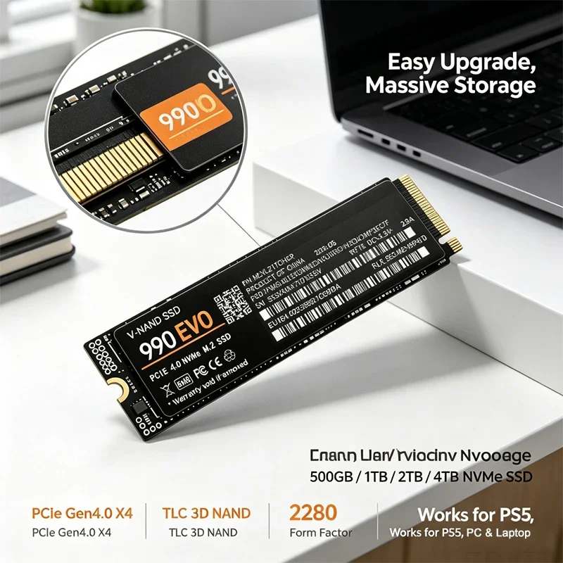 قرص SSD من نوع M.2 NVMe 990 EV - مراجعة Pc Gaming Ps5 وسعره